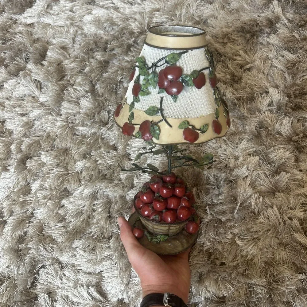 Vintage Home Interiors 3D Apple Tree Basket Lamp Shade Votive Candle Holder